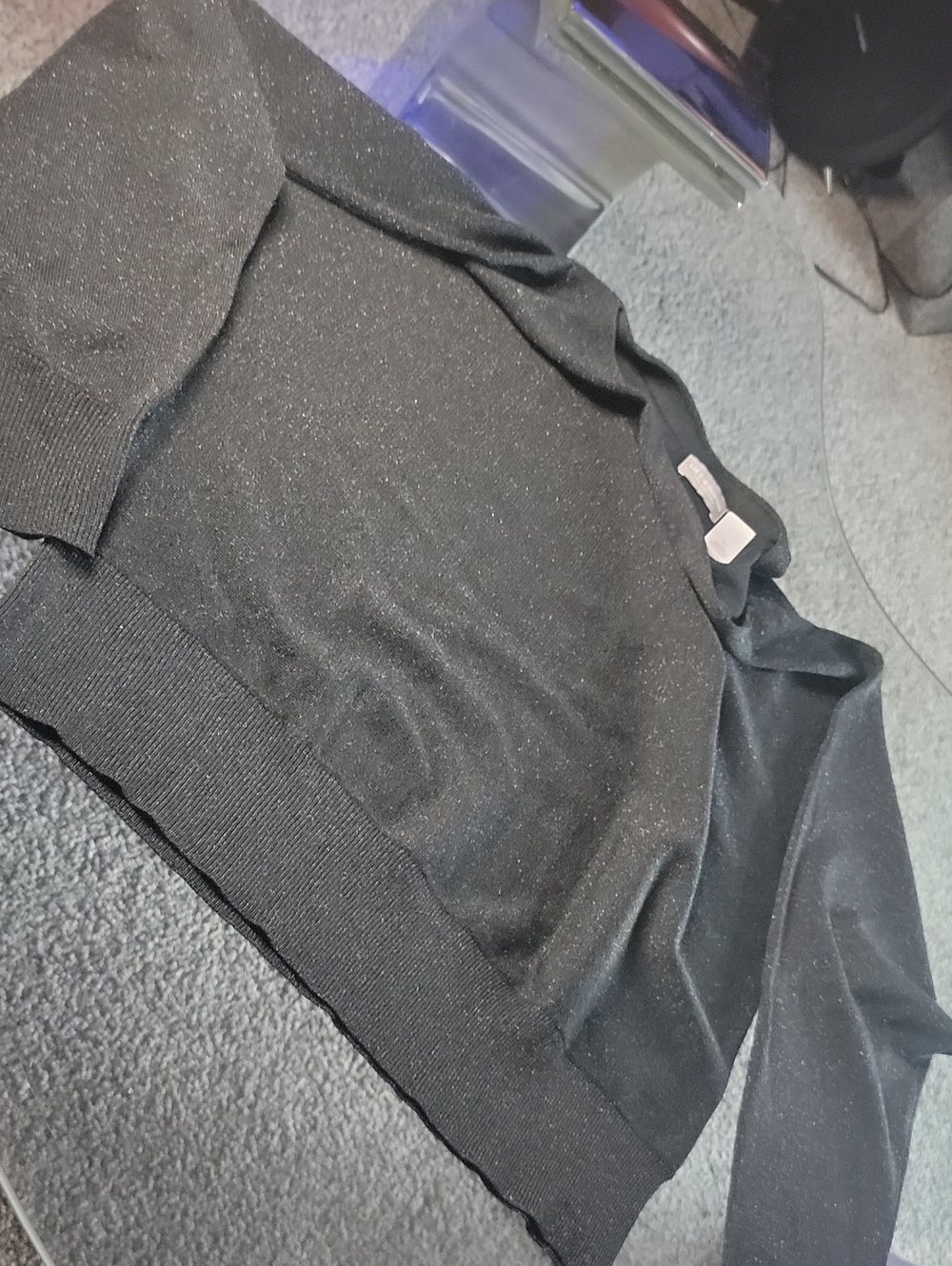 Liz Claiborne Black Metallic Crewneck Sweater